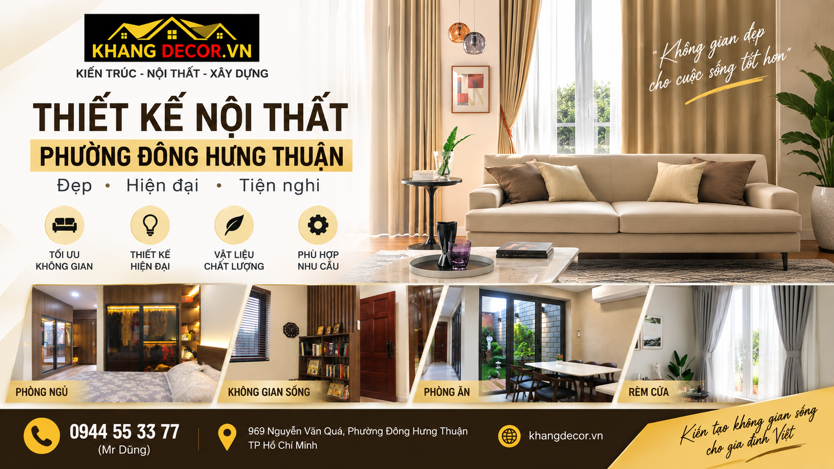 Thiết kế nội thất Phường Đông Hưng Thuận đẹp hiện đại